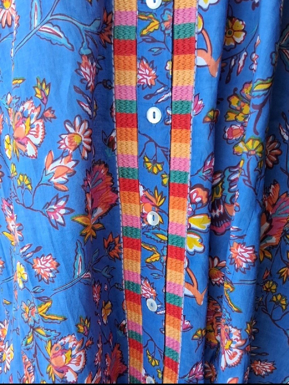 Ro's Garden Blair Blue Floral Button-Front Midi Dress M - Picture 5 of 9